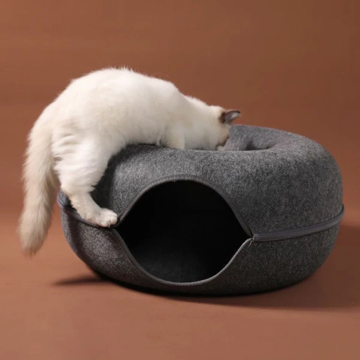 Cozy Tunnel Felt Donut Cat Bed