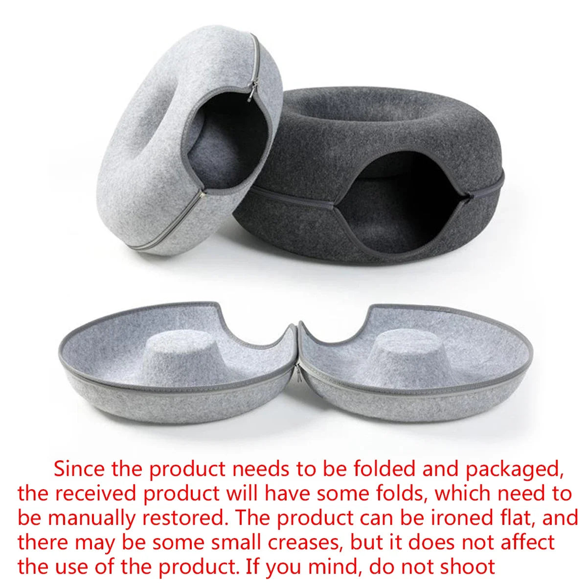 Cozy Tunnel Felt Donut Cat Bed