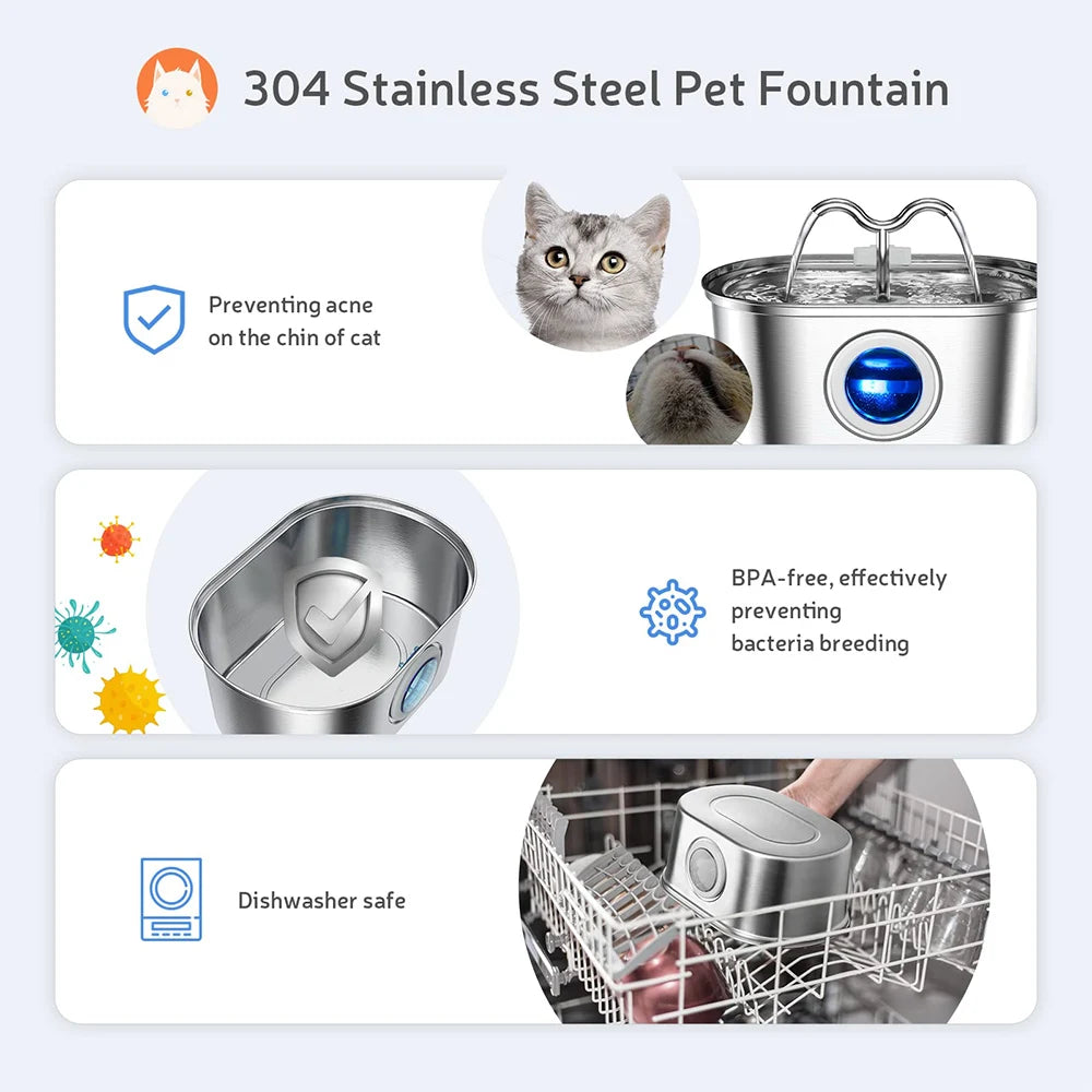 Pure Flow Stainless Steel Pet Fountain