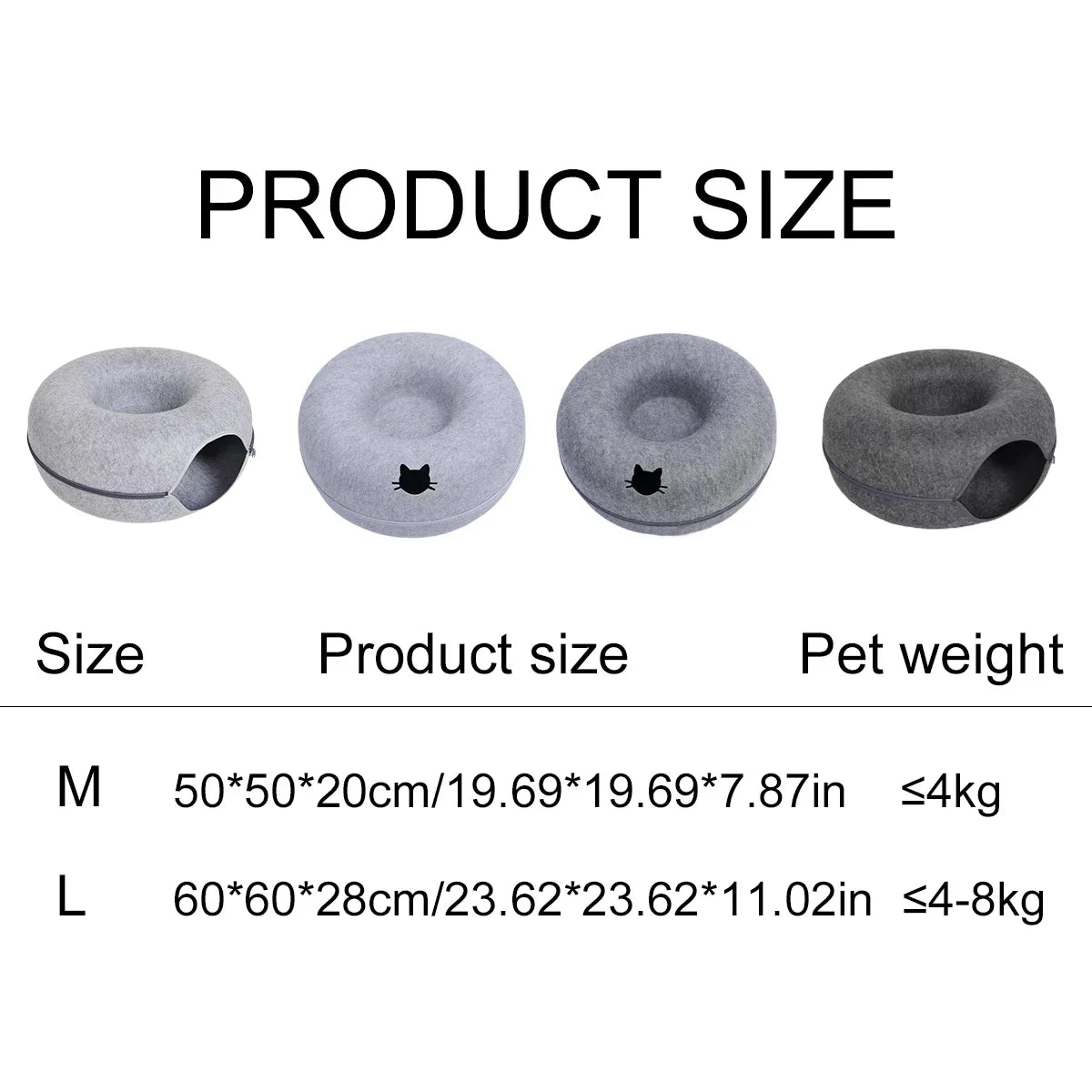 Cozy Tunnel Felt Donut Cat Bed