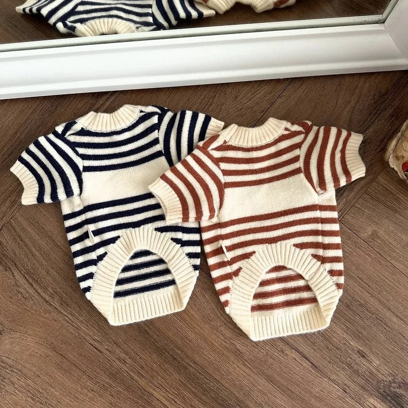 Cozy Bear Striped Luxury Dog Sweater