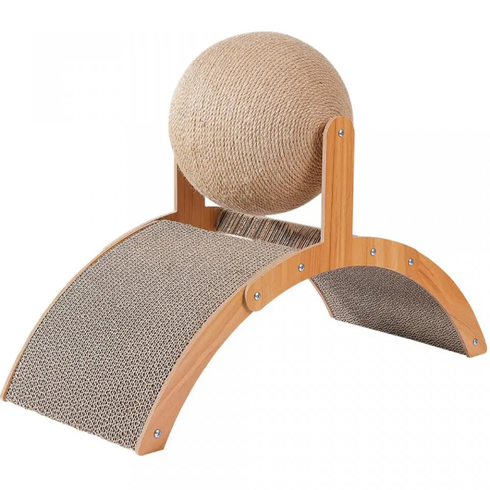 ZenScratch™ 2-in-1 Wooden Cat Scratcher & Spinning Sisal Ball
