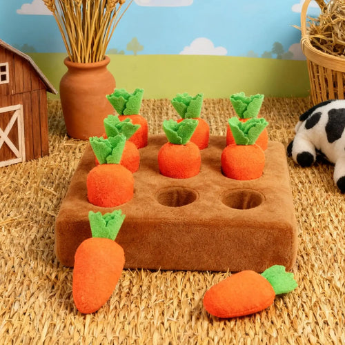 Puppy Snuffle Mat Contains 9 Carrots Soft Plush Carrot Sniffing Game Interactive Dog Sniffing Toy For Boredom Relief Foraging
