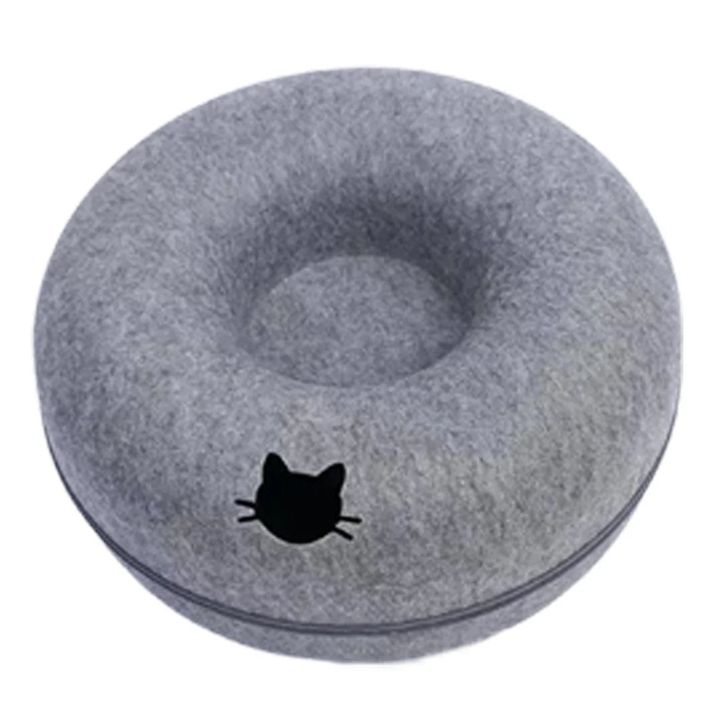 Cozy Tunnel Felt Donut Cat Bed