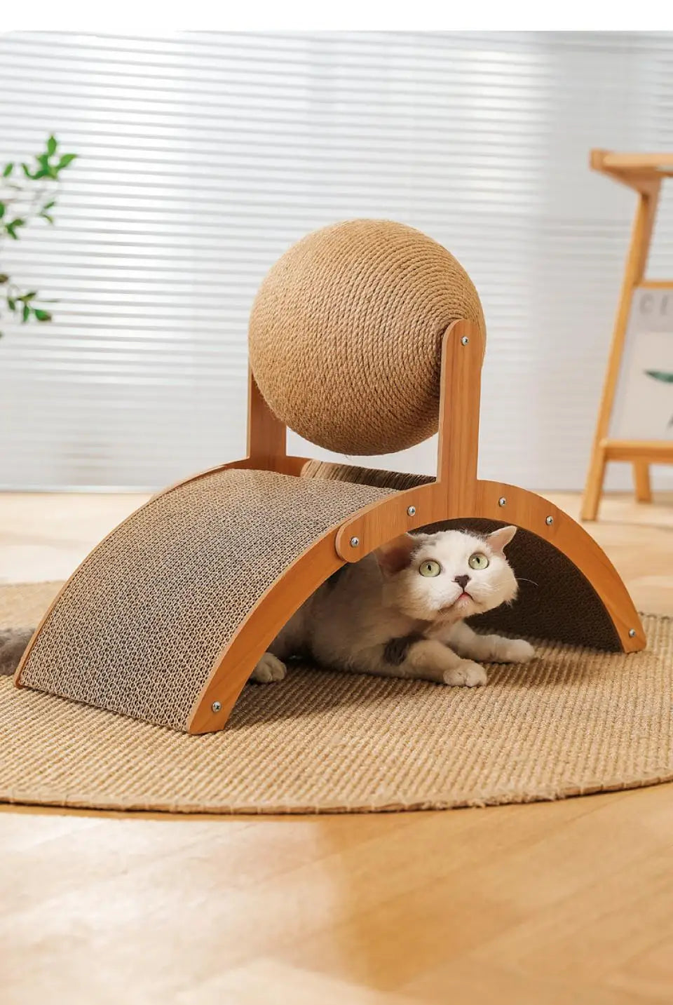 ZenScratch™ 2-in-1 Wooden Cat Scratcher & Spinning Sisal Ball