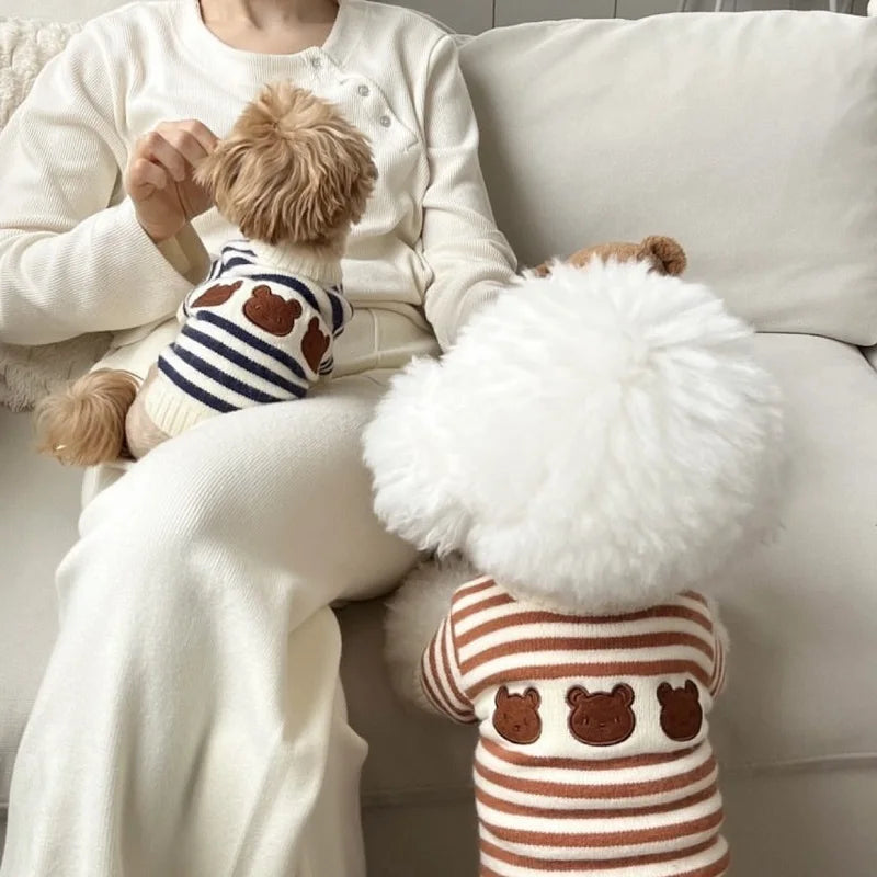 Cozy Bear Striped Luxury Dog Sweater