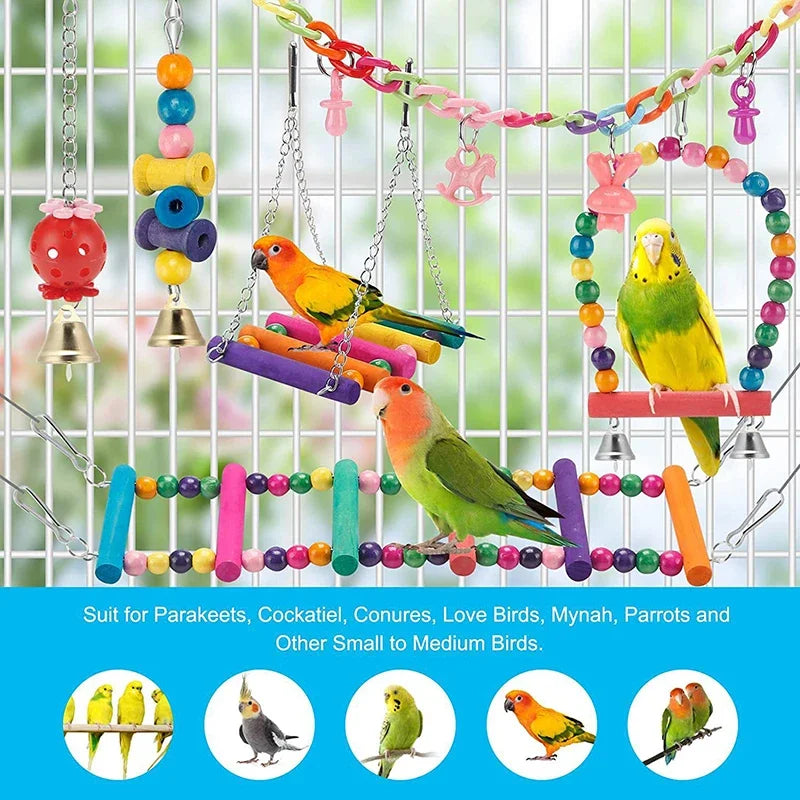 Nature Play 11-Piece Wooden Bird Toy Set