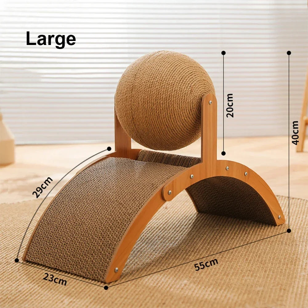 ZenScratch™ 2-in-1 Wooden Cat Scratcher & Spinning Sisal Ball