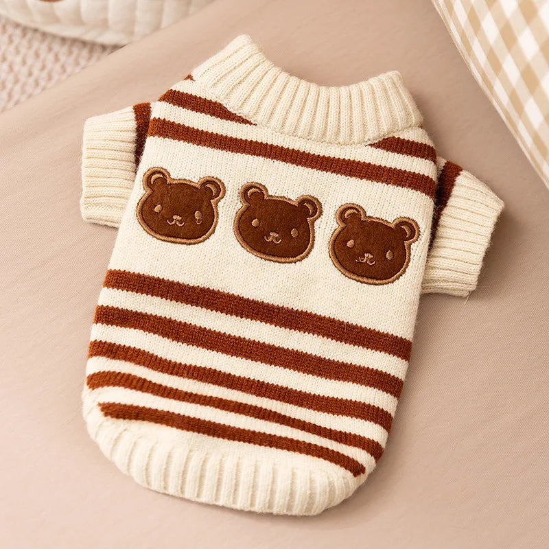 Cozy Bear Striped Luxury Dog Sweater