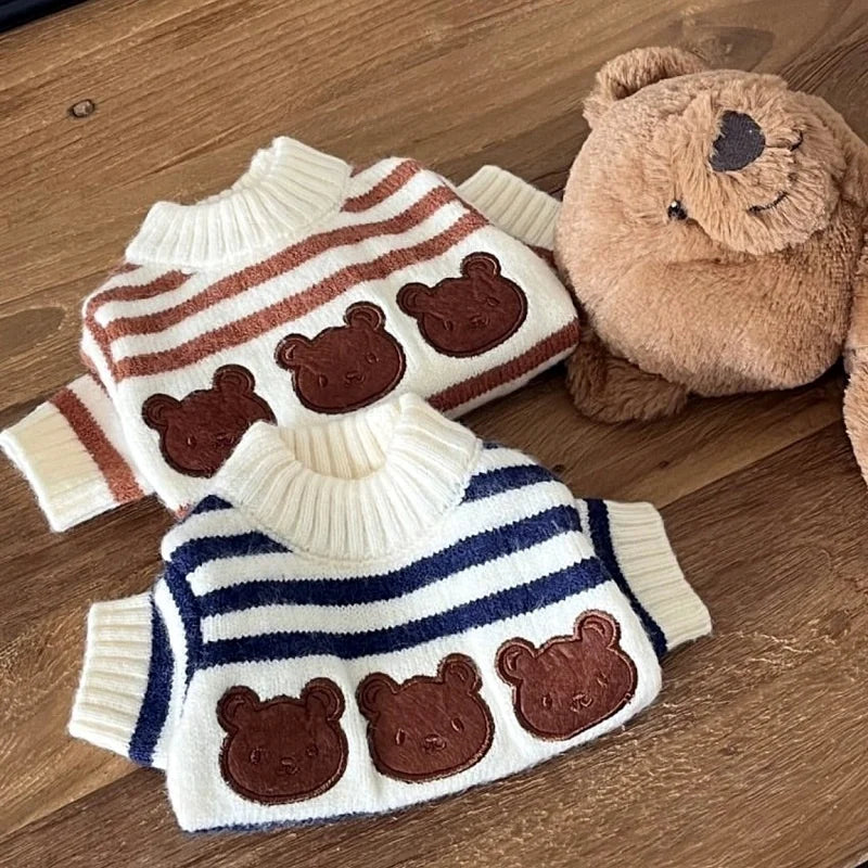 Cozy Bear Striped Luxury Dog Sweater