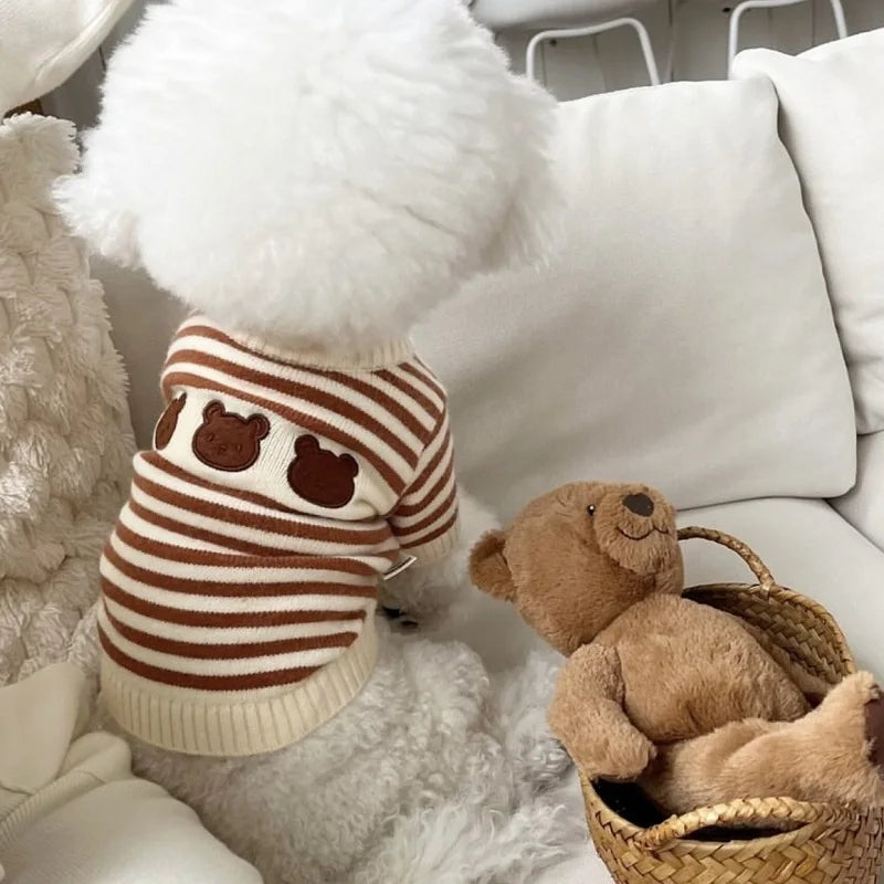 Cozy Bear Striped Luxury Dog Sweater