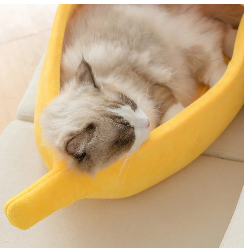 PetJoyHub™ Cozy Banana Peel Pet Bed
