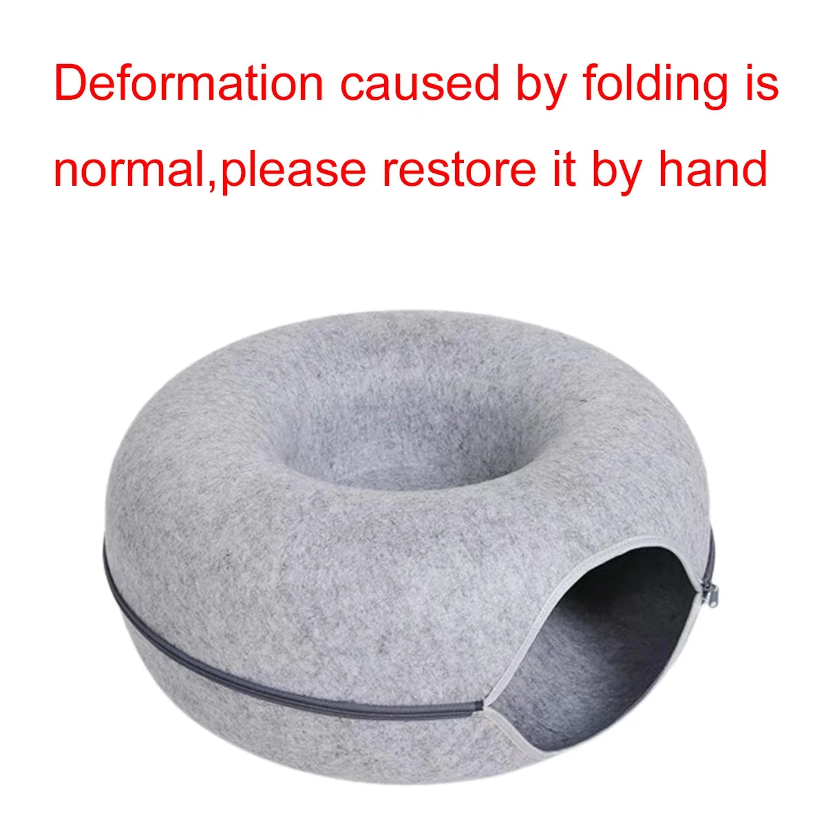Cozy Tunnel Felt Donut Cat Bed
