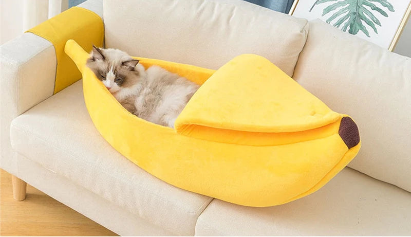 PetJoyHub™ Cozy Banana Peel Pet Bed