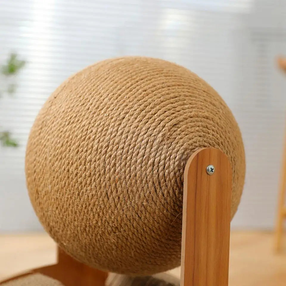 ZenScratch™ 2-in-1 Wooden Cat Scratcher & Spinning Sisal Ball
