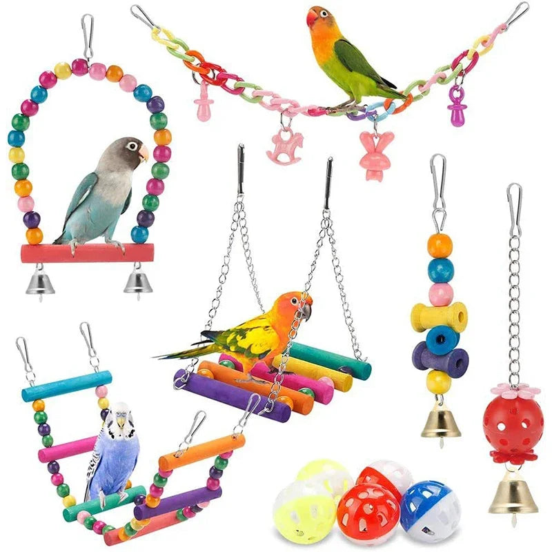 Nature Play 11-Piece Wooden Bird Toy Set