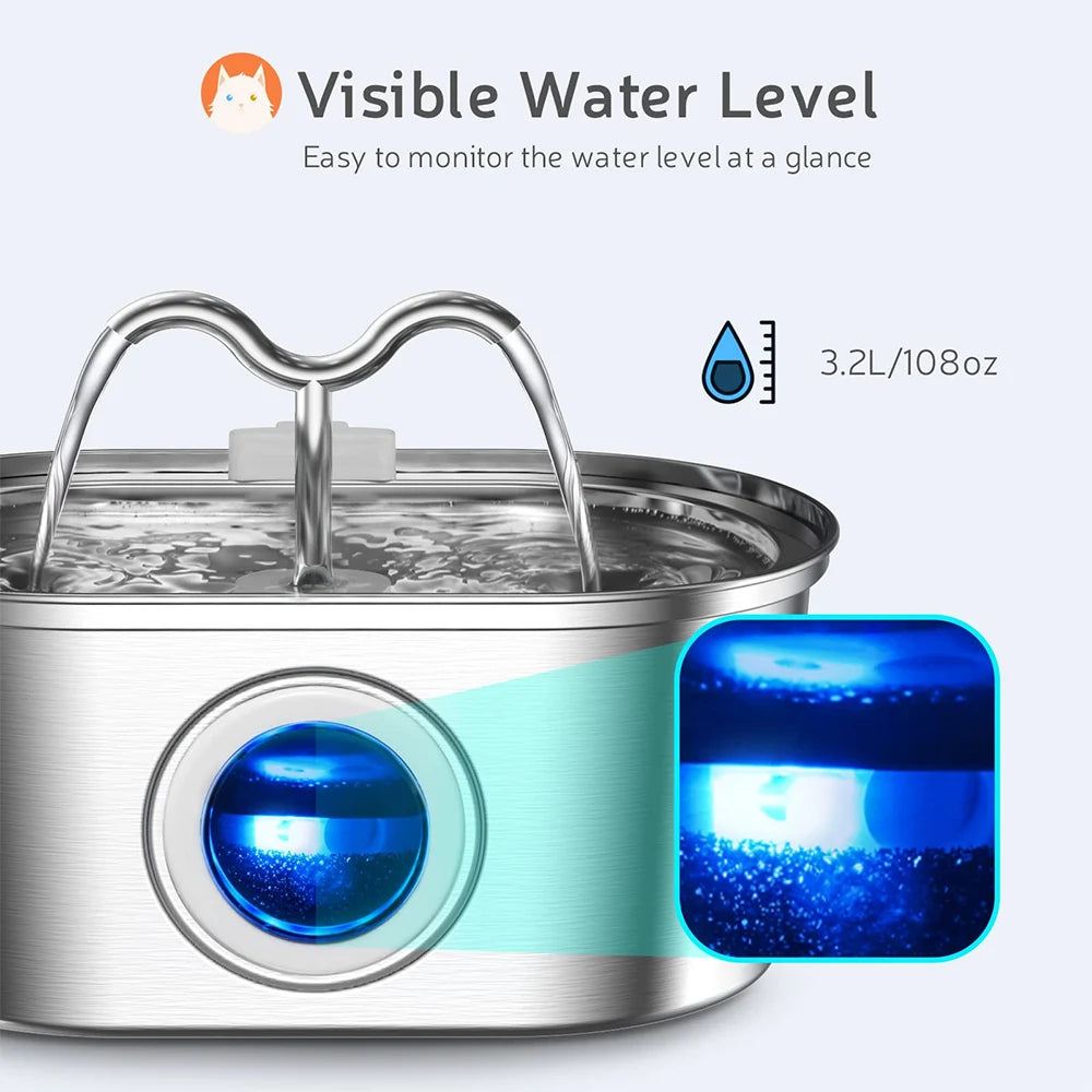 Pure Flow Stainless Steel Pet Fountain