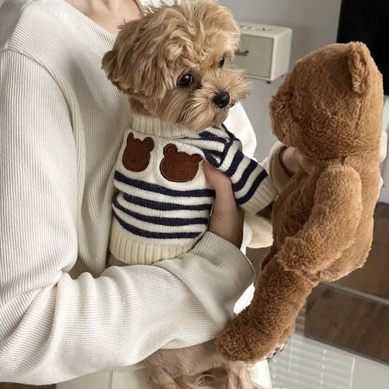 Cozy Bear Striped Luxury Dog Sweater