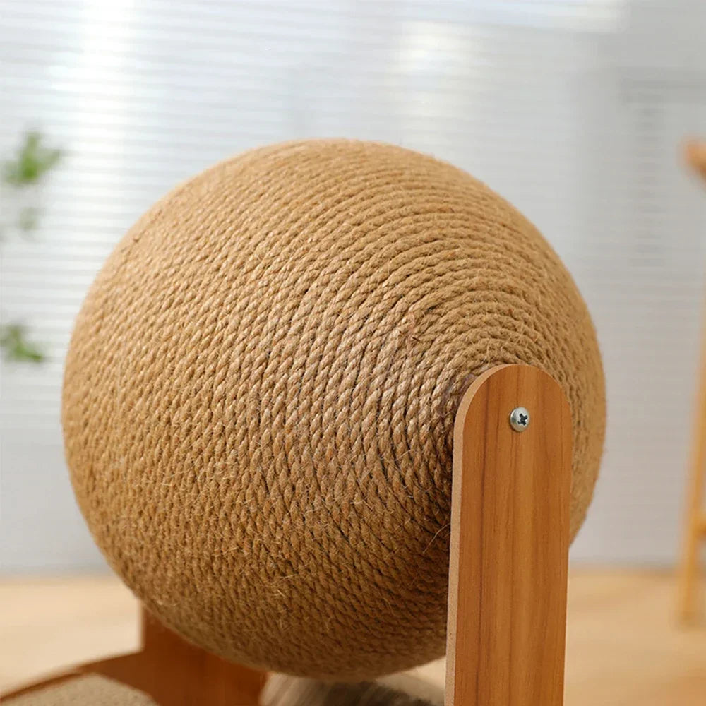 ZenScratch™ 2-in-1 Wooden Cat Scratcher & Spinning Sisal Ball