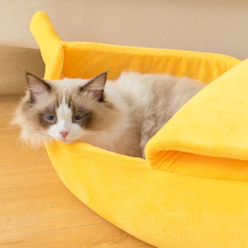 PetJoyHub™ Cozy Banana Peel Pet Bed