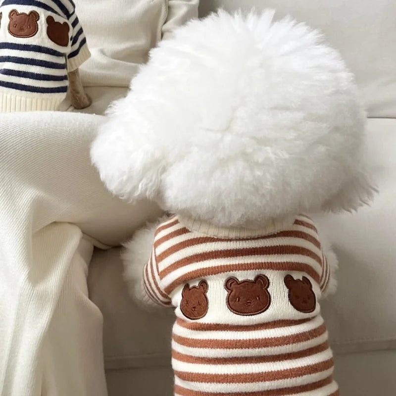 Cozy Bear Striped Luxury Dog Sweater
