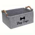 TidyPaws™ Premium Felt Pet Toy Box & Storage Basket with Wooden Handles