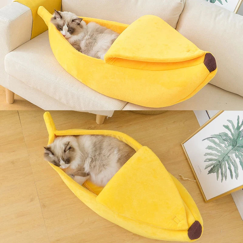 PetJoyHub™ Cozy Banana Peel Pet Bed