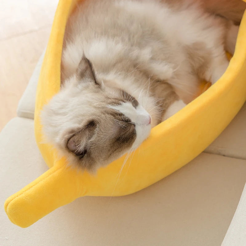 PetJoyHub™ Cozy Banana Peel Pet Bed