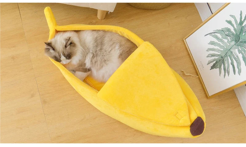 PetJoyHub™ Cozy Banana Peel Pet Bed