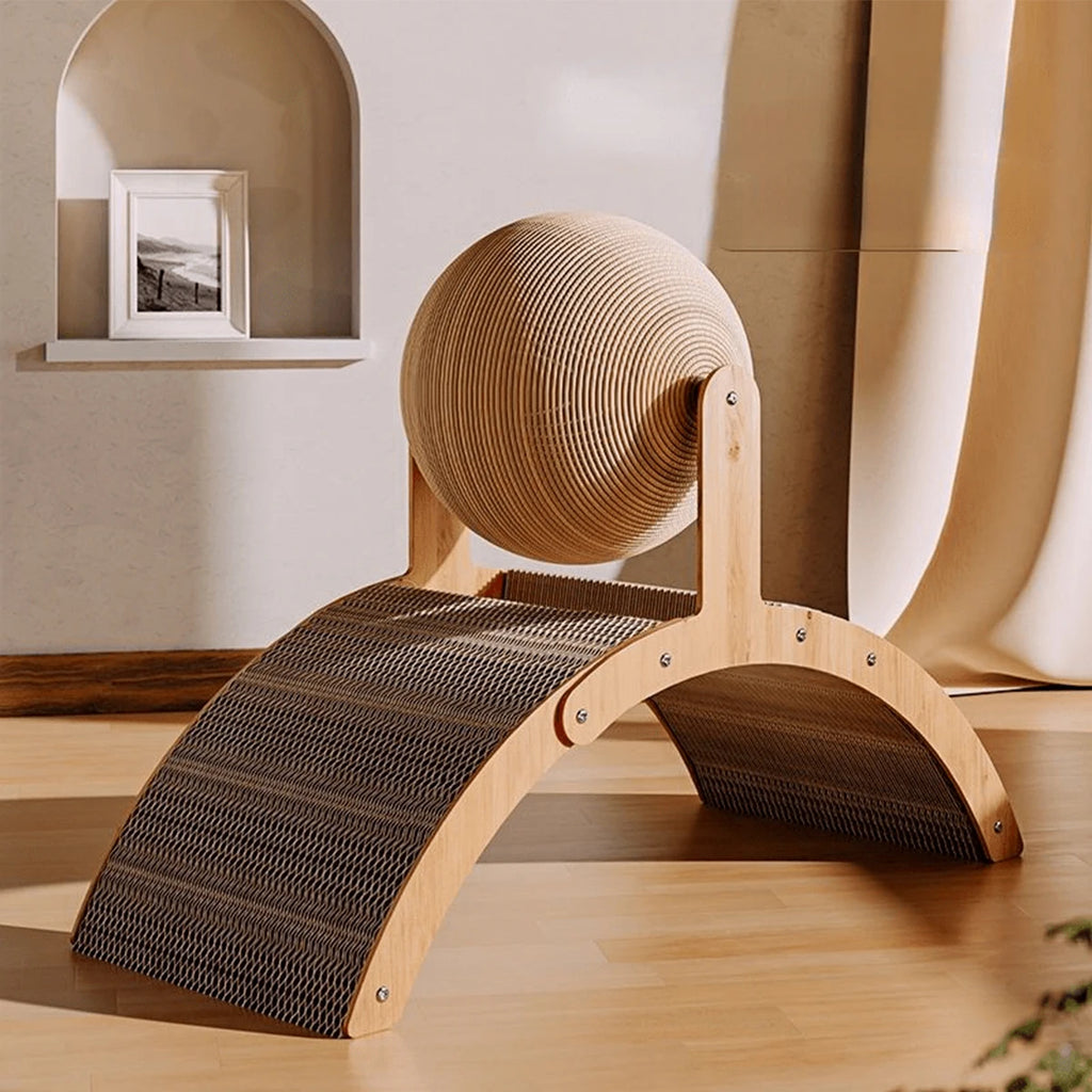 ZenScratch™ 2-in-1 Wooden Cat Scratcher & Spinning Sisal Ball
