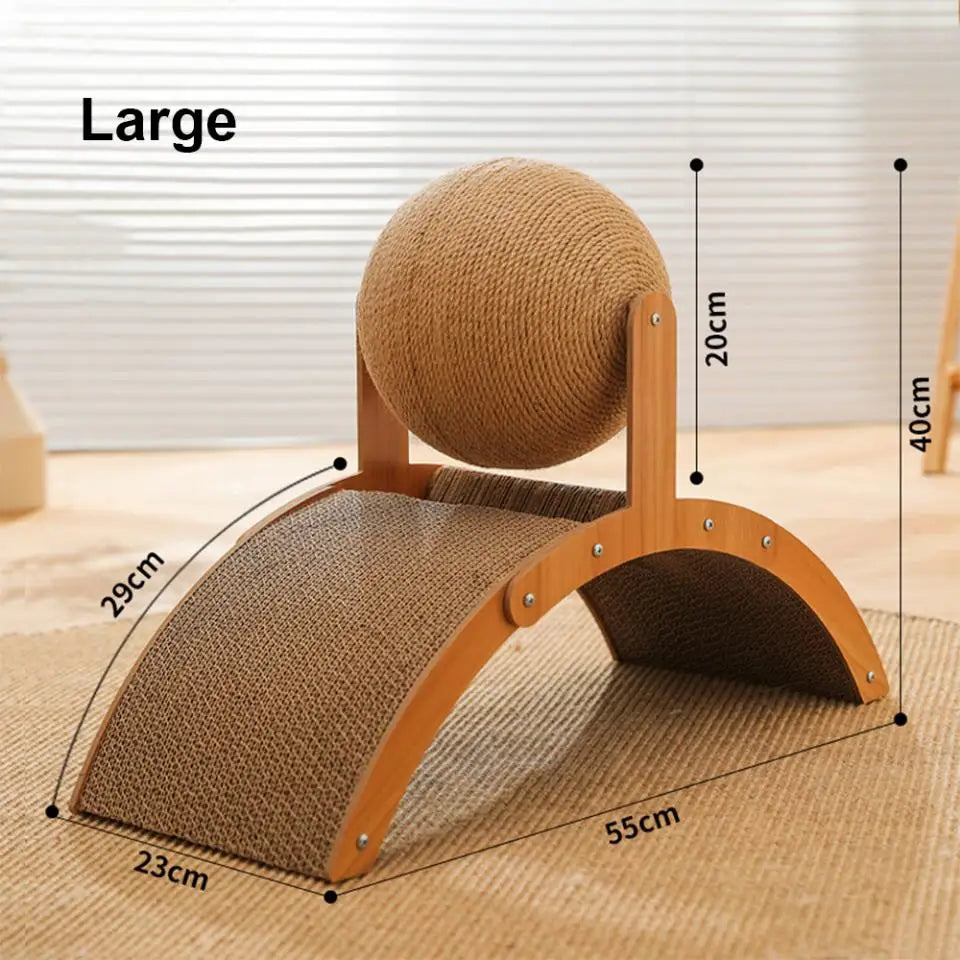 ZenScratch™ 2-in-1 Wooden Cat Scratcher & Spinning Sisal Ball