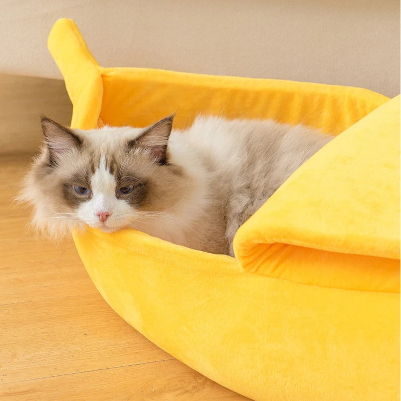 PetJoyHub™ Cozy Banana Peel Pet Bed
