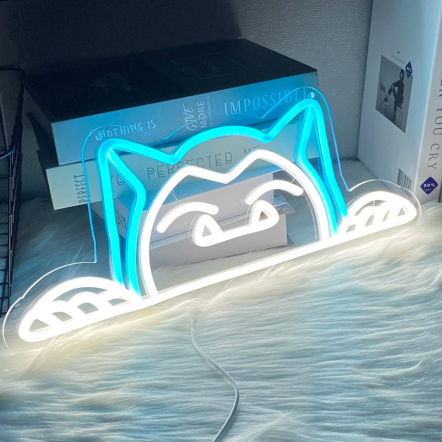 Lummi Cat Neon Glow Wall Art Sign